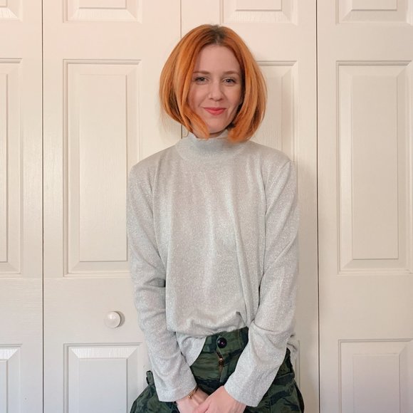 NWOT Escada silver metallic sweater, Size 44 - Picture 2 of 6